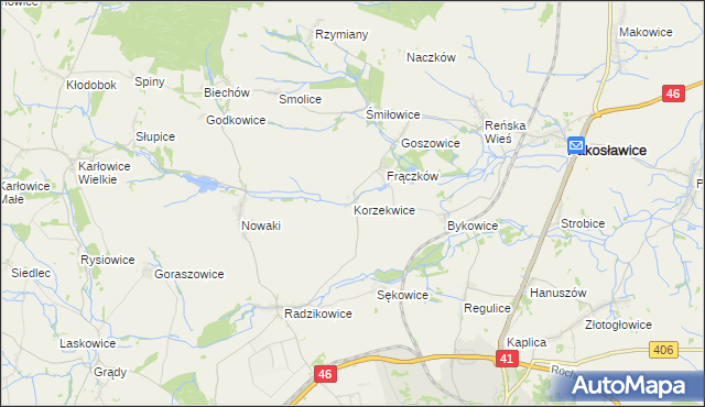 mapa Korzekwice, Korzekwice na mapie Targeo