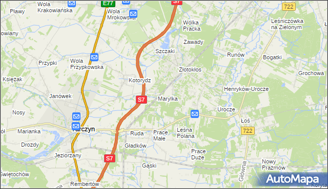 mapa Korzeniówka gmina Tarczyn, Korzeniówka gmina Tarczyn na mapie Targeo