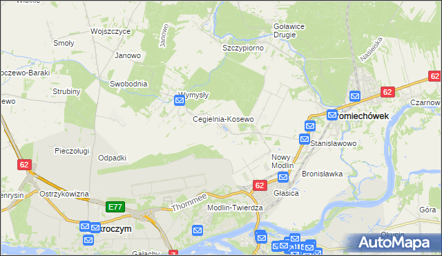 mapa Kosewo gmina Pomiechówek, Kosewo gmina Pomiechówek na mapie Targeo