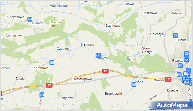 mapa Kosowo gmina Gostyń, Kosowo gmina Gostyń na mapie Targeo