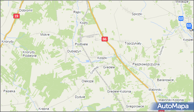 mapa Koszki, Koszki na mapie Targeo