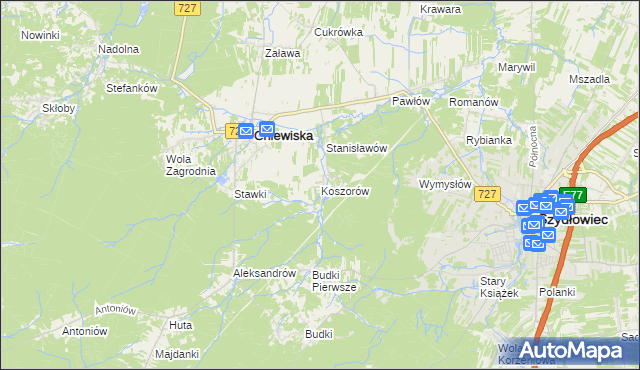 mapa Koszorów, Koszorów na mapie Targeo