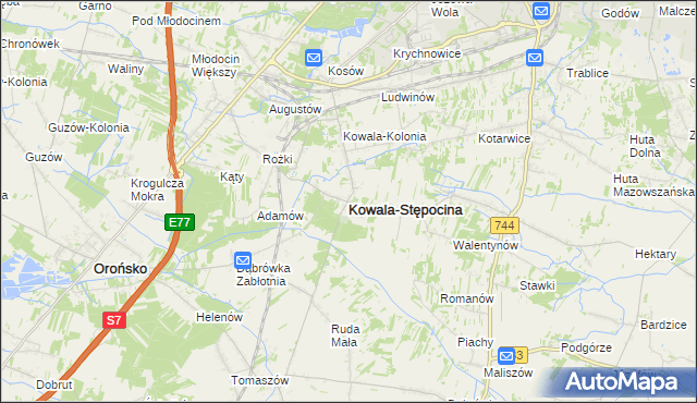 mapa Kowala-Stępocina, Kowala-Stępocina na mapie Targeo