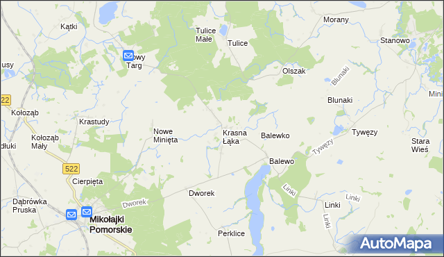 mapa Krasna Łąka, Krasna Łąka na mapie Targeo