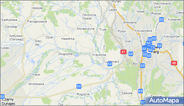 mapa Krauszów, Krauszów na mapie Targeo