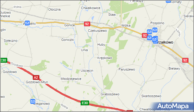 mapa Krępkowo gmina Strzałkowo, Krępkowo gmina Strzałkowo na mapie Targeo