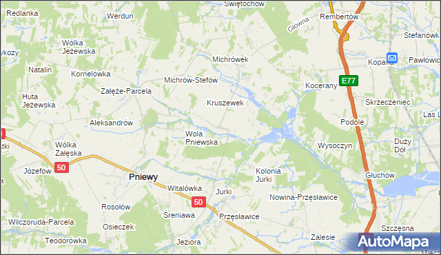 mapa Kruszew gmina Pniewy, Kruszew gmina Pniewy na mapie Targeo