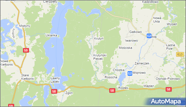 mapa Krutyński Piecek, Krutyński Piecek na mapie Targeo