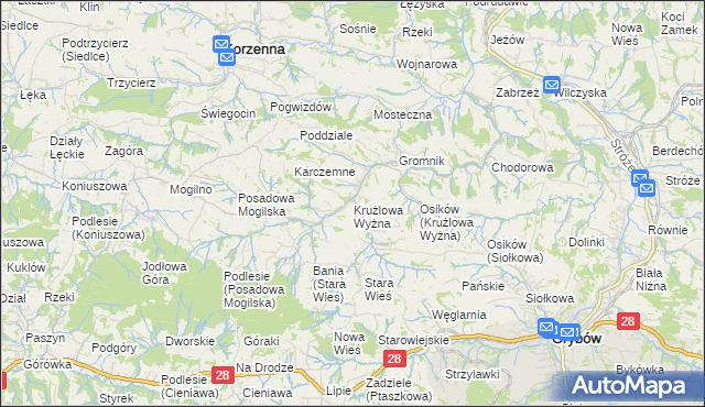 mapa Krużlowa Wyżna, Krużlowa Wyżna na mapie Targeo