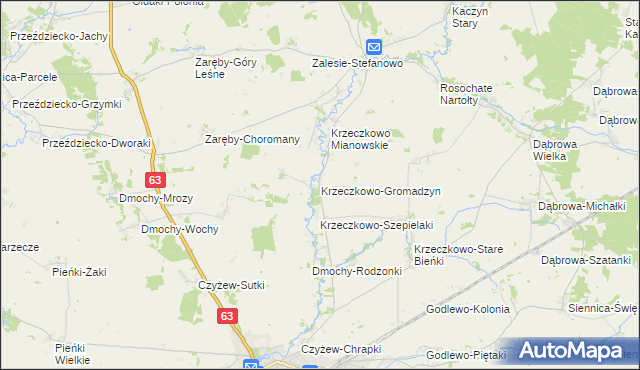 mapa Krzeczkowo-Gromadzyn, Krzeczkowo-Gromadzyn na mapie Targeo