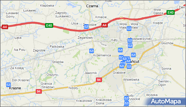 mapa Krzemienica gmina Czarna, Krzemienica gmina Czarna na mapie Targeo