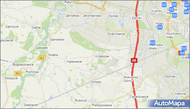 mapa Krzeptów, Krzeptów na mapie Targeo