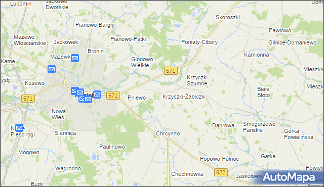 mapa Krzyczki-Żabiczki, Krzyczki-Żabiczki na mapie Targeo