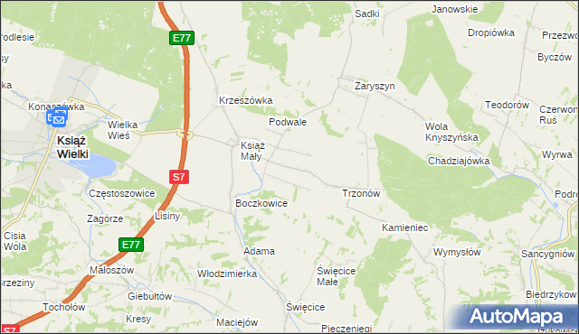 mapa Książ Mały-Kolonia, Książ Mały-Kolonia na mapie Targeo