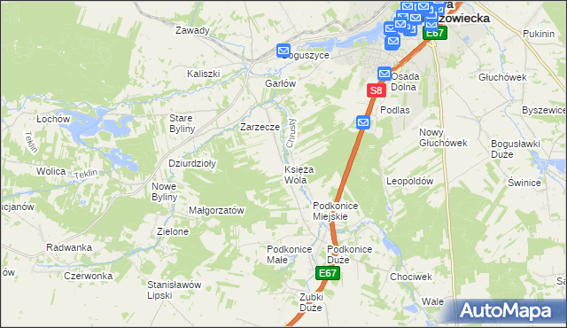 mapa Księża Wola, Księża Wola na mapie Targeo