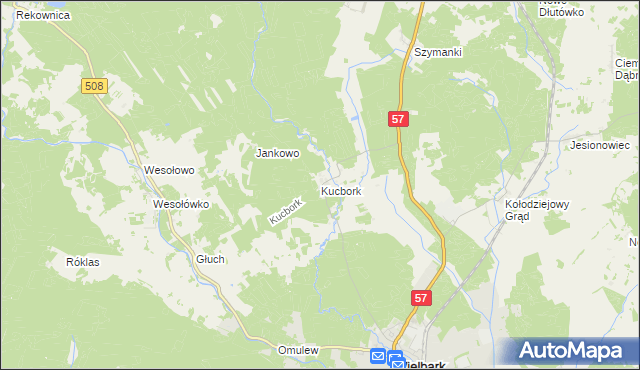 mapa Kucbork, Kucbork na mapie Targeo