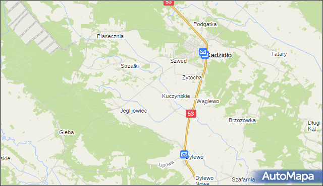 mapa Kuczyńskie, Kuczyńskie na mapie Targeo