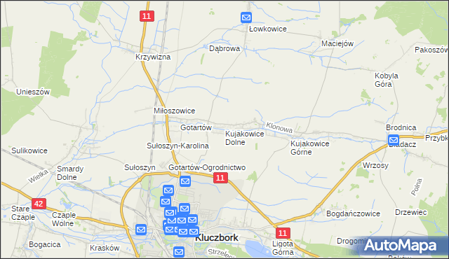 mapa Kujakowice Dolne, Kujakowice Dolne na mapie Targeo