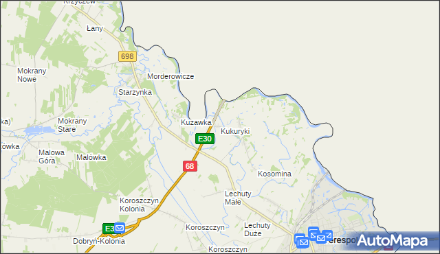 mapa Kukuryki, Kukuryki na mapie Targeo