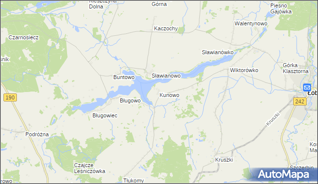 mapa Kunowo gmina Łobżenica, Kunowo gmina Łobżenica na mapie Targeo