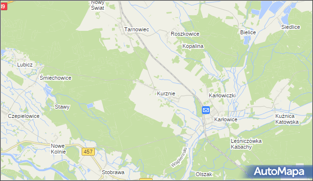 mapa Kurznie, Kurznie na mapie Targeo