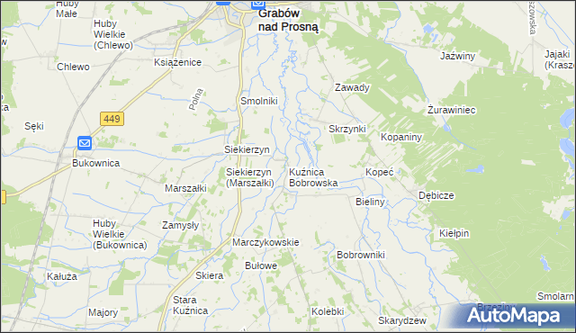 mapa Kuźnica Bobrowska, Kuźnica Bobrowska na mapie Targeo