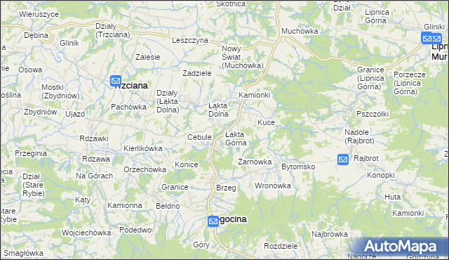 mapa Łąkta Górna, Łąkta Górna na mapie Targeo