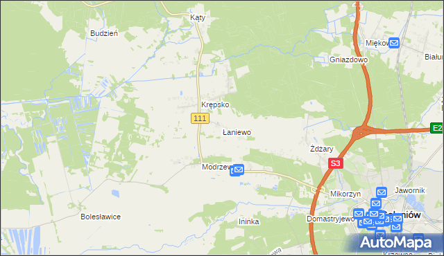 mapa Łaniewo gmina Goleniów, Łaniewo gmina Goleniów na mapie Targeo