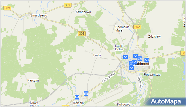 mapa Laski gmina Babimost, Laski gmina Babimost na mapie Targeo