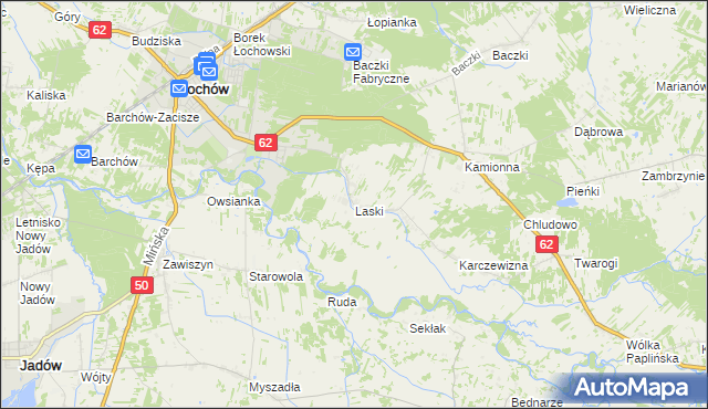 mapa Laski gmina Łochów, Laski gmina Łochów na mapie Targeo