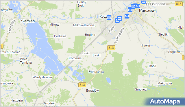 mapa Laski gmina Parczew, Laski gmina Parczew na mapie Targeo