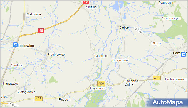 mapa Lasocice gmina Łambinowice, Lasocice gmina Łambinowice na mapie Targeo