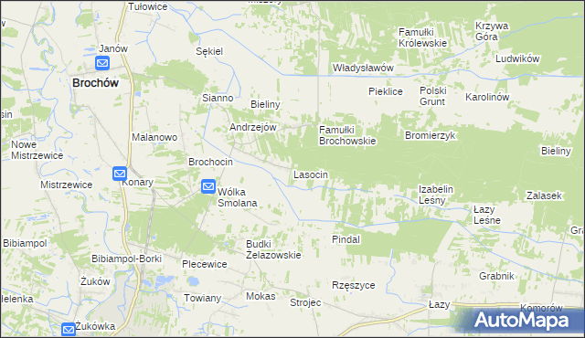 mapa Lasocin gmina Brochów, Lasocin gmina Brochów na mapie Targeo