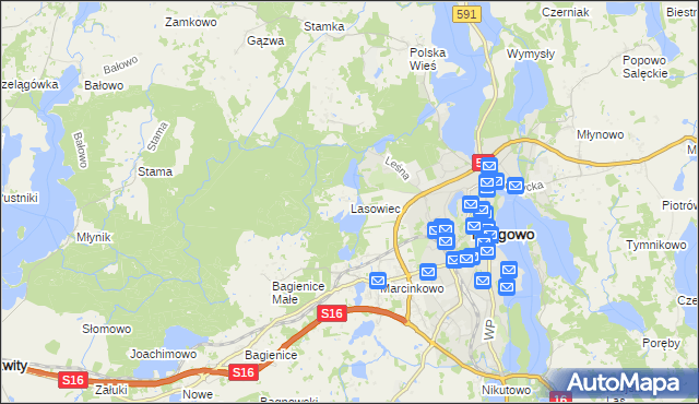 mapa Lasowiec, Lasowiec na mapie Targeo