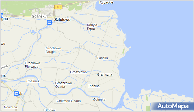 mapa Łaszka, Łaszka na mapie Targeo