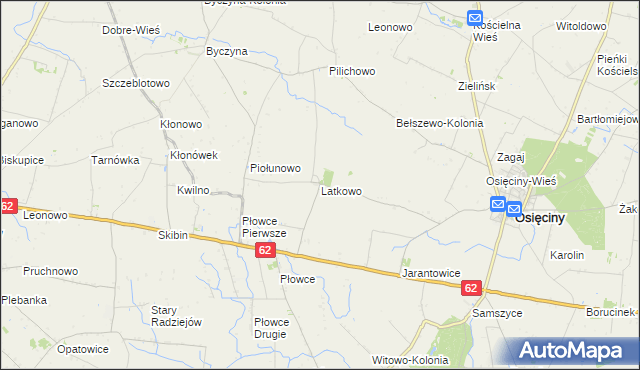 mapa Latkowo gmina Osięciny, Latkowo gmina Osięciny na mapie Targeo
