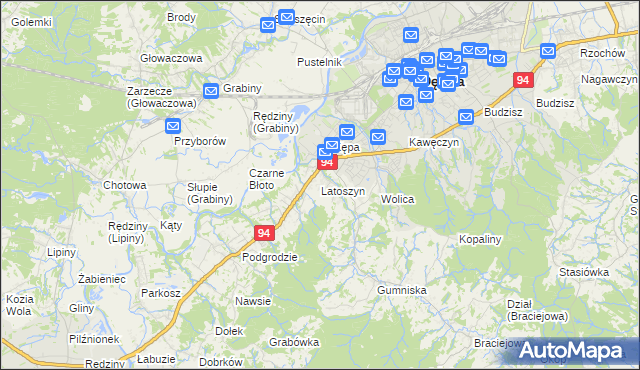 mapa Latoszyn, Latoszyn na mapie Targeo