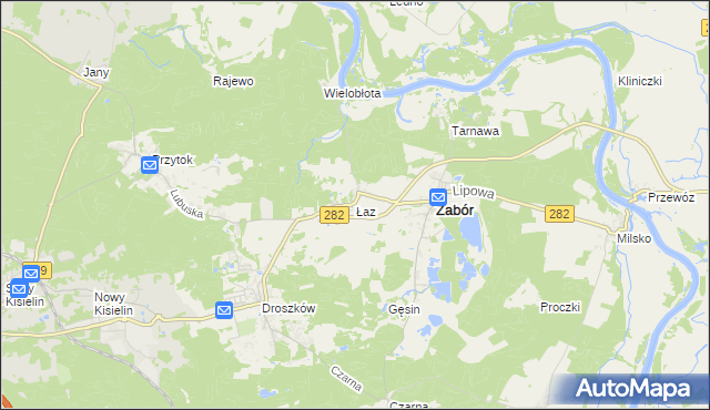 mapa Łaz gmina Zabór, Łaz gmina Zabór na mapie Targeo