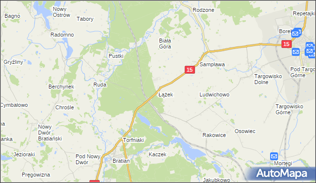 mapa Łążek gmina Lubawa, Łążek gmina Lubawa na mapie Targeo