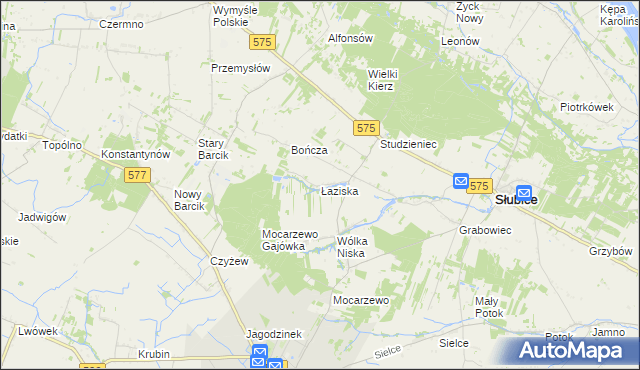 mapa Łaziska gmina Słubice, Łaziska gmina Słubice na mapie Targeo