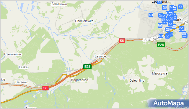 mapa Leśnice, Leśnice na mapie Targeo