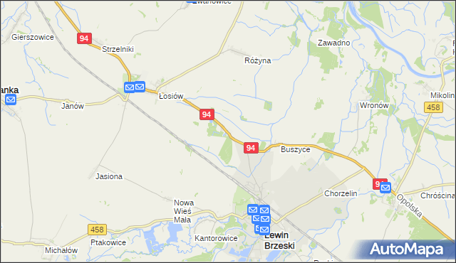 mapa Leśniczówka gmina Lewin Brzeski, Leśniczówka gmina Lewin Brzeski na mapie Targeo