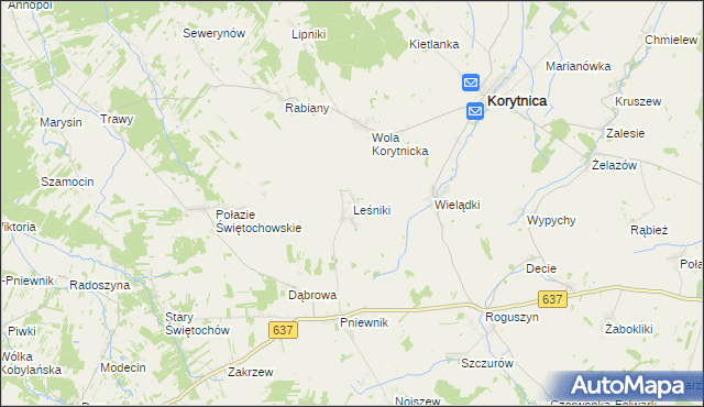 mapa Leśniki gmina Korytnica, Leśniki gmina Korytnica na mapie Targeo