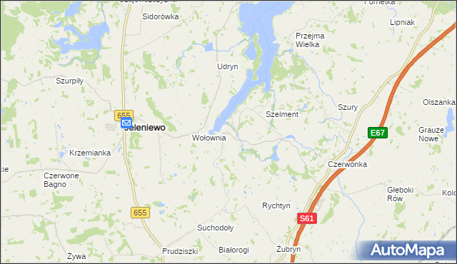 mapa Leszczewo gmina Jeleniewo, Leszczewo gmina Jeleniewo na mapie Targeo