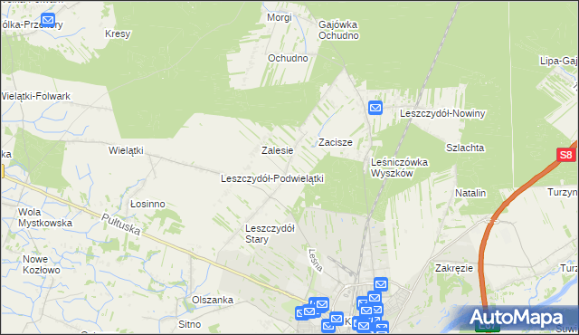mapa Leszczydół-Pustki, Leszczydół-Pustki na mapie Targeo