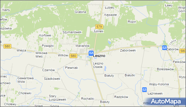 mapa Leszno powiat warszawski zachodni, Leszno powiat warszawski zachodni na mapie Targeo