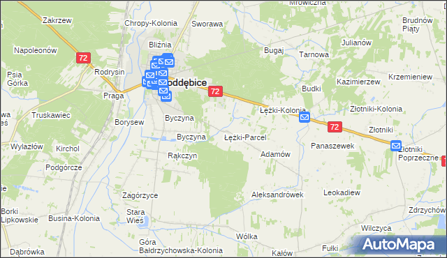 mapa Łężki, Łężki na mapie Targeo