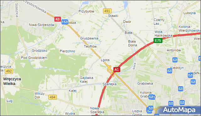 mapa Lgota gmina Kłobuck, Lgota gmina Kłobuck na mapie Targeo