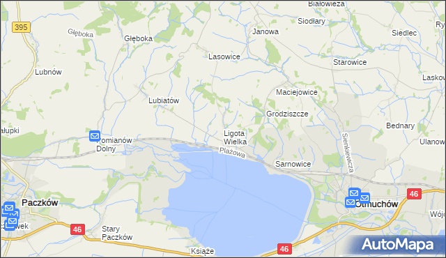 mapa Ligota Wielka gmina Otmuchów, Ligota Wielka gmina Otmuchów na mapie Targeo