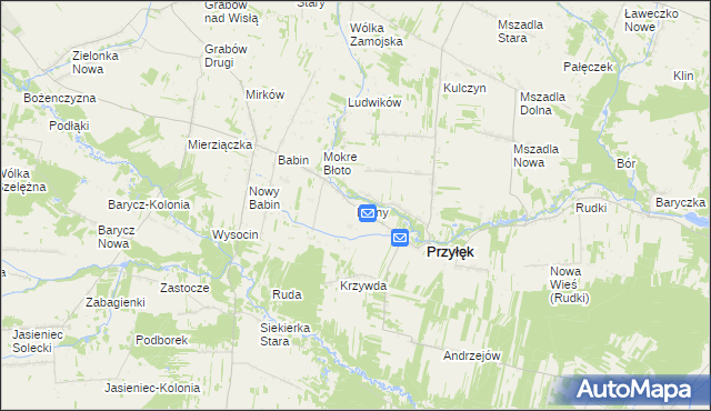 mapa Lipiny gmina Przyłęk, Lipiny gmina Przyłęk na mapie Targeo